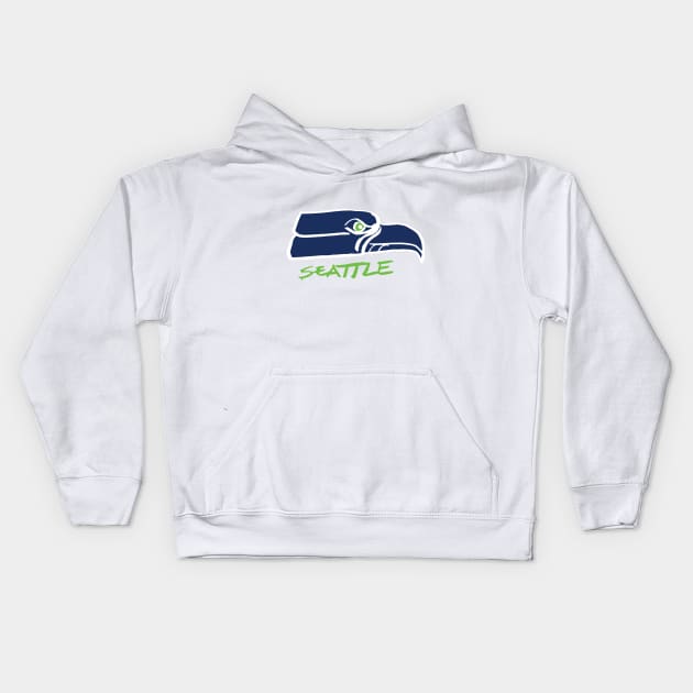 Seattle Seahaaaawks Kids Hoodie by Very Simple Graph